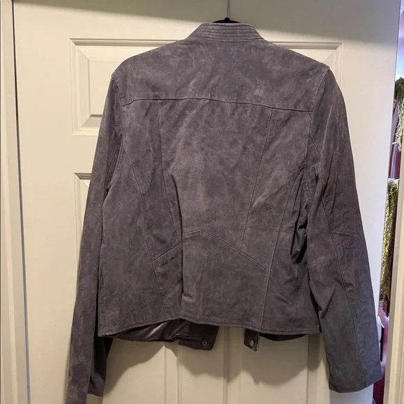 Blank NYC Women's Suede Gray Leather Moto/Biker Jacket - Picture 4 of 4